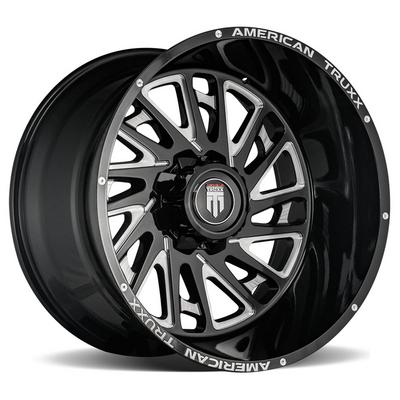 American Truxx AT1905 Blade Wheel, 22x12 with 6 on 135/5.5 Bolt Pattern - Black / Milled - 1905-22237M44